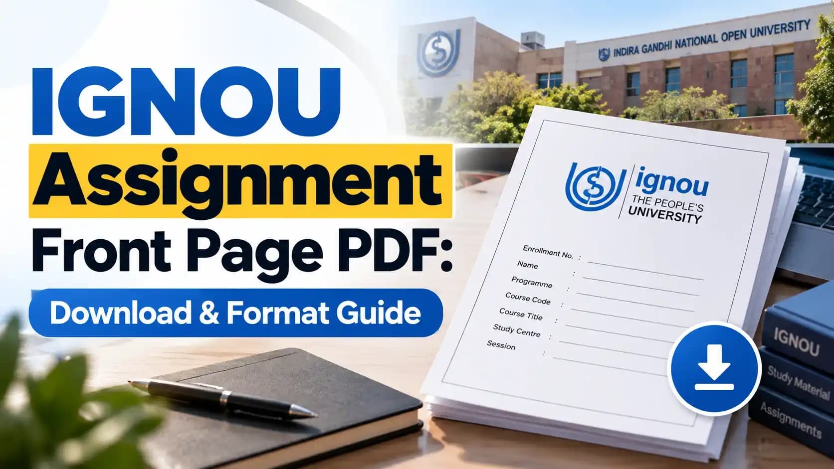 IGNOU assignment front-page PDF download and format guide